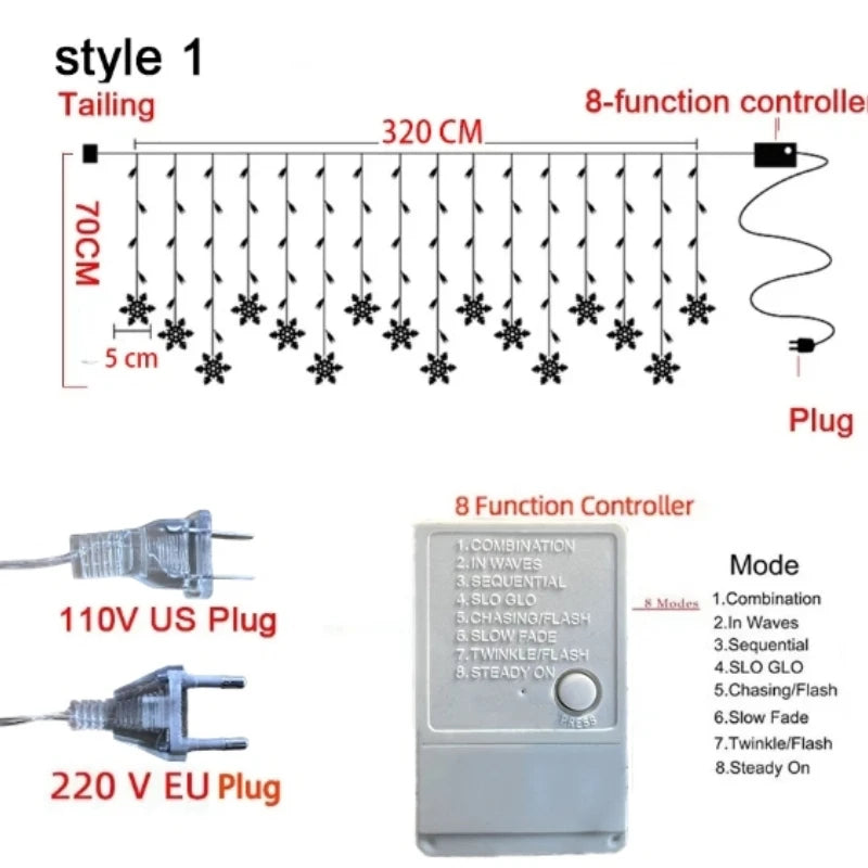 Snowflake curtain LED lights